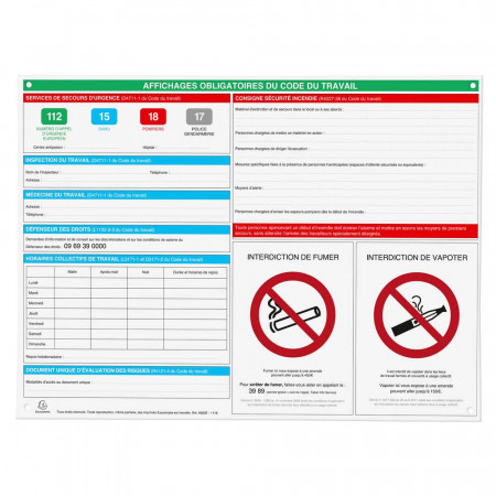 Panneau affichage obligatoire 57x42cm