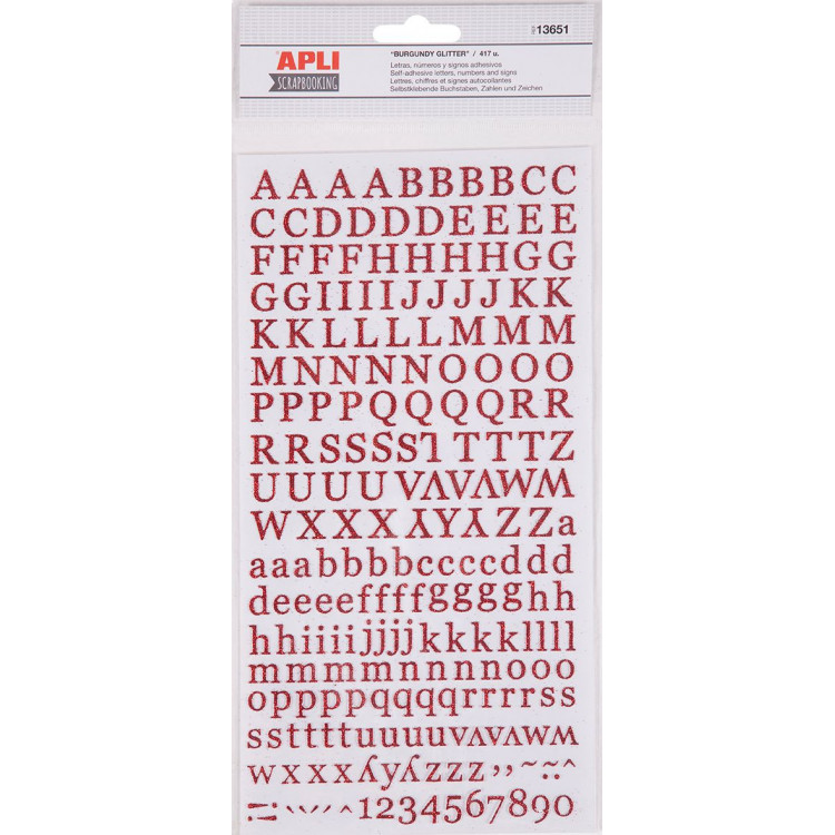 PAQUET 2 FEUILLES STICKERS ABC PAILLETTES ROUGE