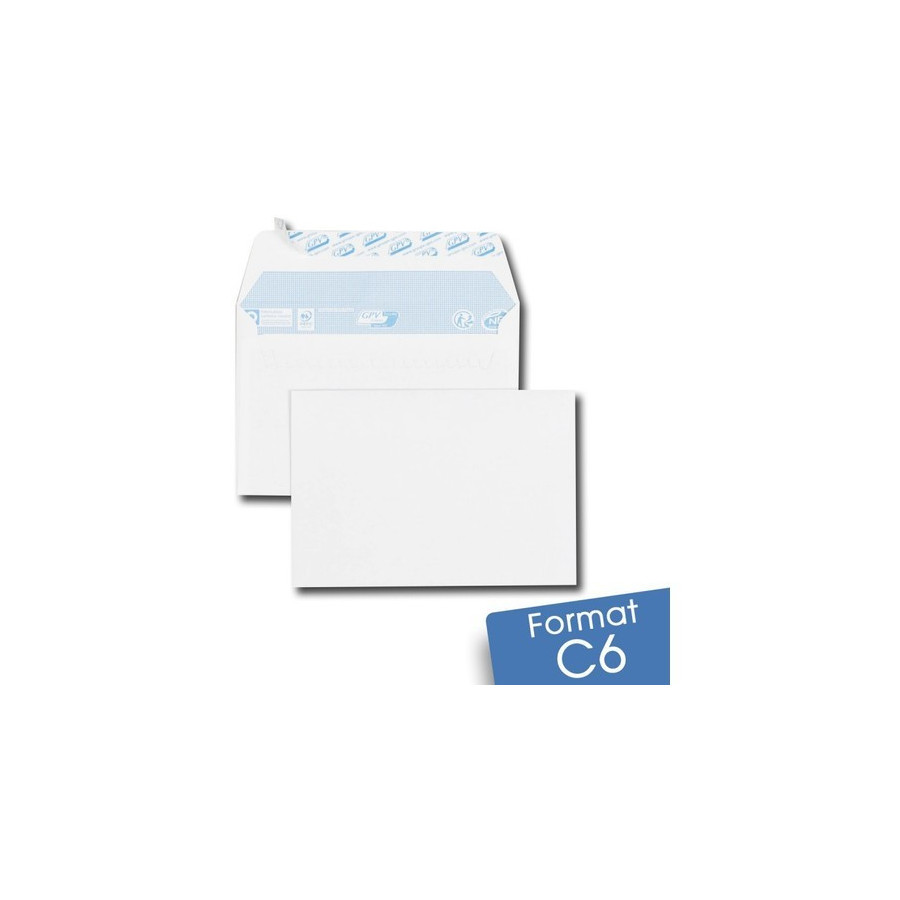 Enveloppes C6 Blanches GPV 114x162 - Papeterie Qualité 80g - Lot de 500