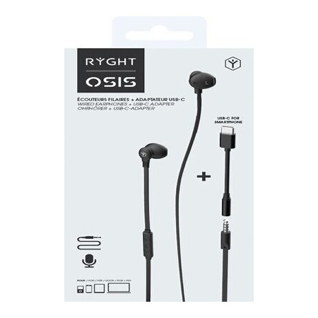 RYGHT OSIS - Wired In-Ears 3.5mm+USB-C - Noir