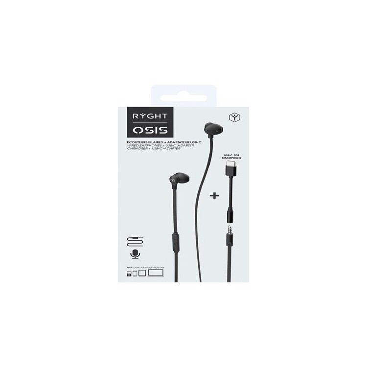RYGHT OSIS - Wired In-Ears 3.5mm+USB-C - Noir