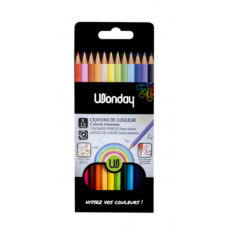 BOITE 12 CRAYONS COULEUR 18CM QUALITE +