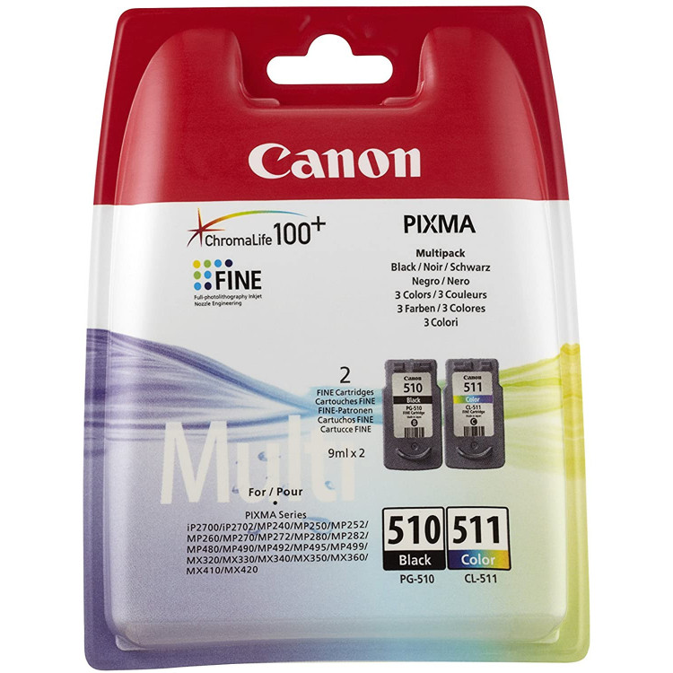 Canon PG-510/CL-511 Cartouche Multipack Noire + Couleur