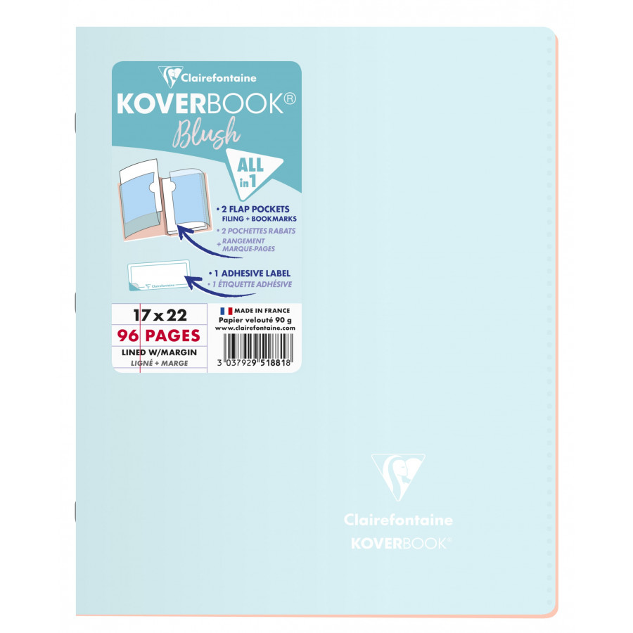 CLAIREFONTAINE Cahier KOVERBOOK 96p Seyès 17x22cm. Couverture