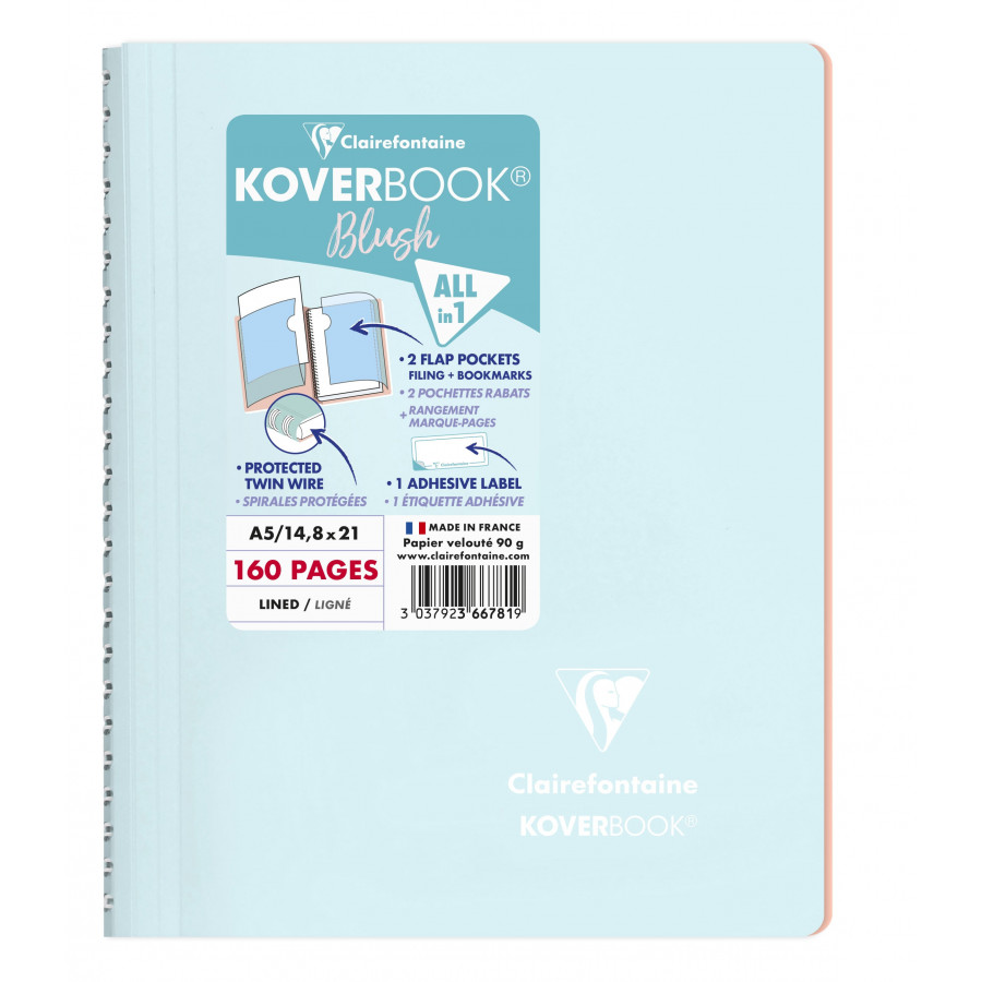 Carnet cahier A5 polypro spirale petits carreaux 180 pages