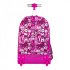 Sac à dos à roulettes 6 fermetures éclair Hey Girl rose (25l)