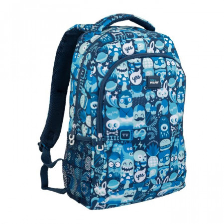 Sac à dos scolaire 2 fermetures éclair Hey Boy bleu (21l)