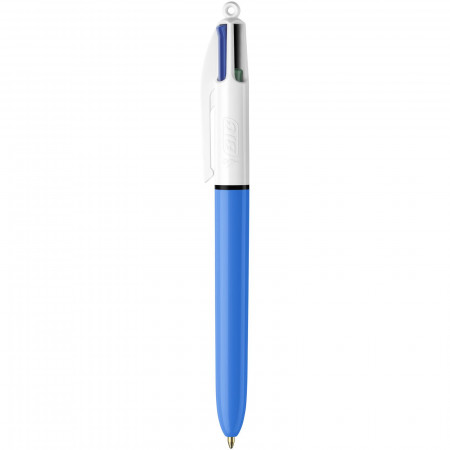 BIC Stylo bille 4 couleurs sur socle coloris Noir Encre Bleu