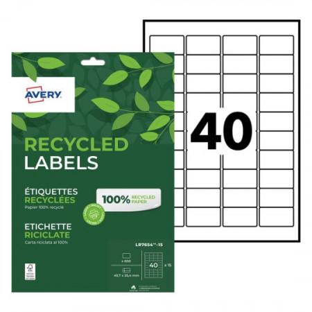 Pochette de 600 étiquettes recyclées 45,7X25,4 MM