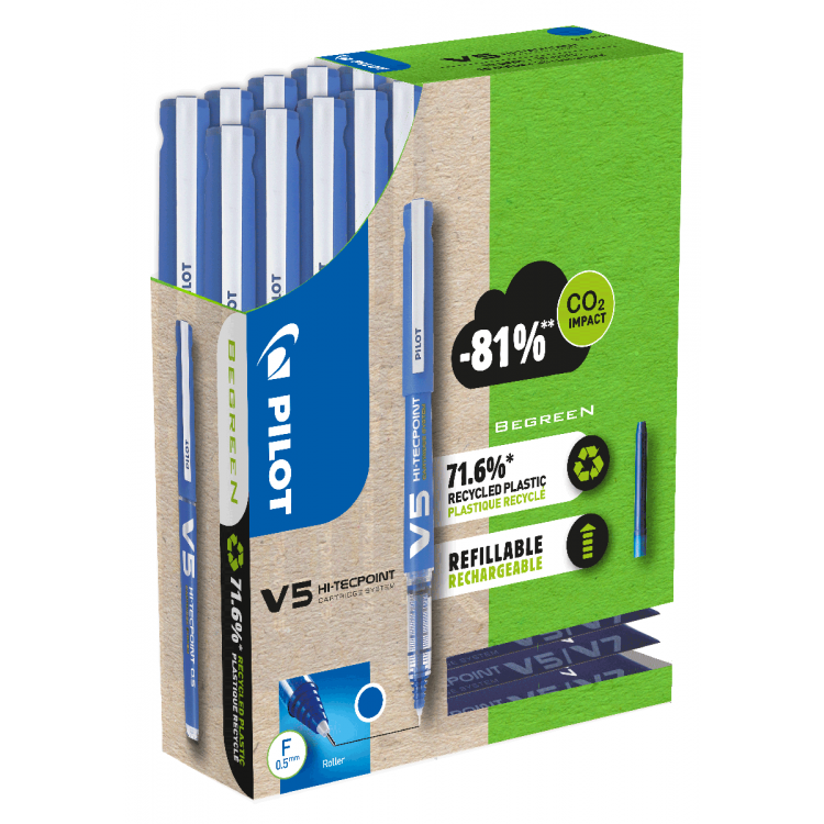 GPACK V5 10 STYLOS BLEU+10X3 RECHAR GRAT