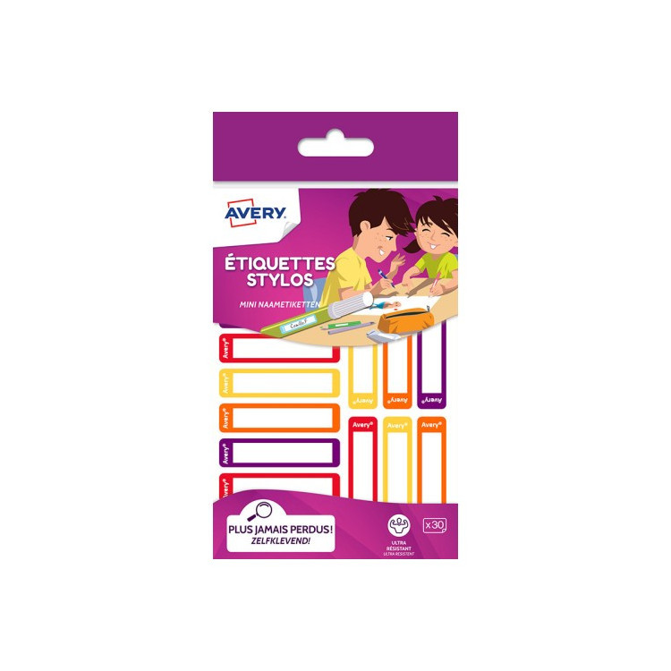 ETIQUETTES X30 STYLOS MIXTES-50X10 MM