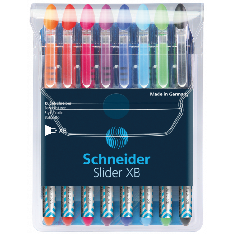 STYLO BILLE - SLIDER BASIC - XB - EPAISSEUR DE TRAIT EXTRA LARGE - POCHETTE 8X SLIDER BASIC XB