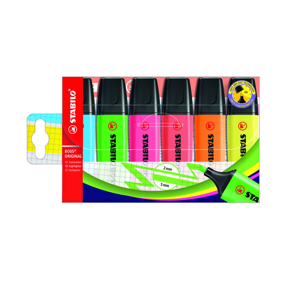 STABILO BOSS ORIGINAL Pastel - Pack de 6 surligneurs - couleurs