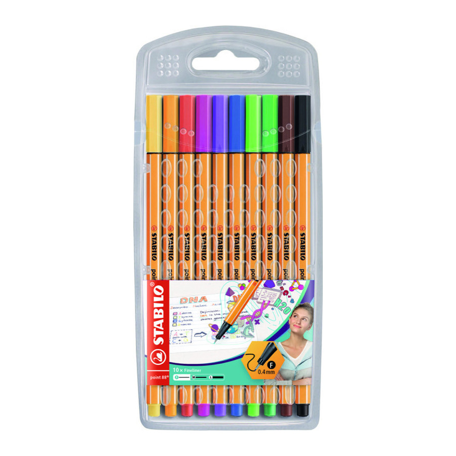 Etui chevalet de 10 stylos-feutres pointe fine STABILO point 88