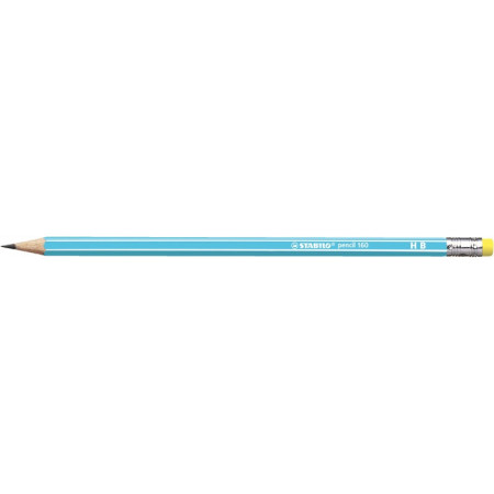 1 crayon graphite STABILO pencil 160 bout gomme corps bleu clair HB