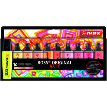 10 surligneurs STABILO BOSS ORIGINAL ARTY couleurs chaudes