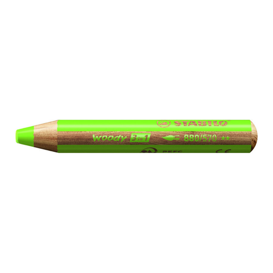 1 crayon multitalents STABILO woody 3 in 1 vert clair - BuroStock