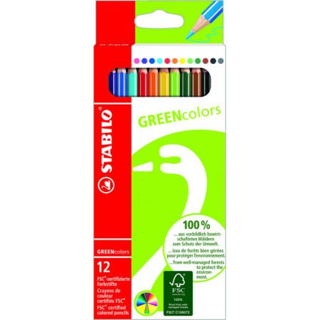 12 crayons de couleur STABILO GREENcolors