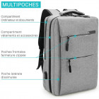 SAC A DOS URBAIN XL 15,6' MULTPOCH USB