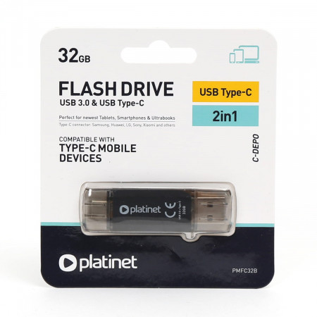 CLE USB 3.2 PLATI+CONNECTEUR TYPE C 32GB