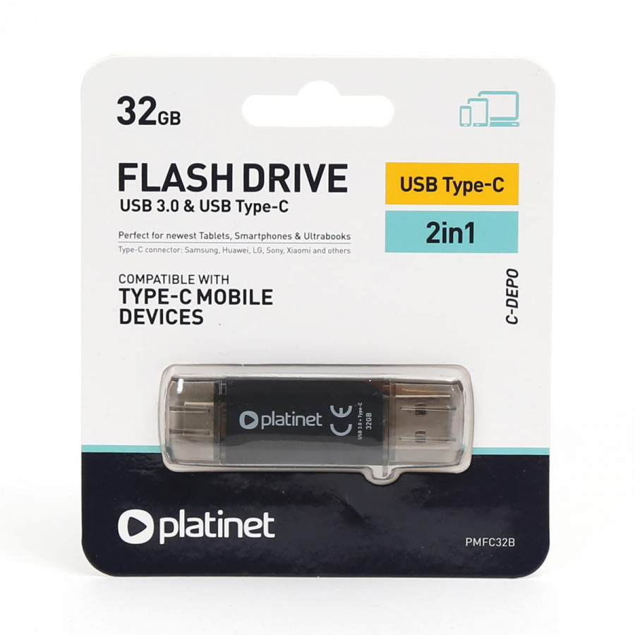 CLE USB 3.2 PLATI+CONNECTEUR TYPE C 32GB - BuroStock Réunion