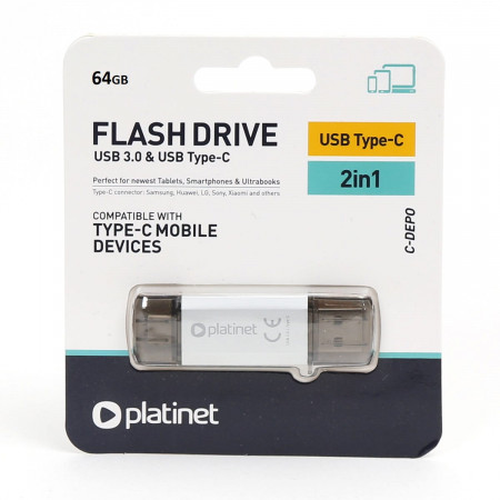 CLE USB 3.2 PLATI+CONNECTEUR TYPE C 64GB