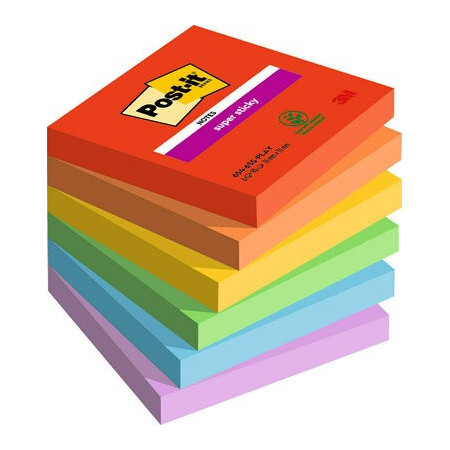 Post-it X6 Super Sticky 76X76 Playful