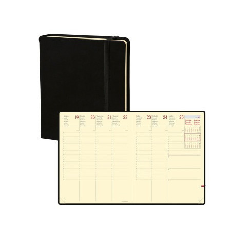 AGENDA EXEC PRES J/D 16X16CM SILK NOIR EL