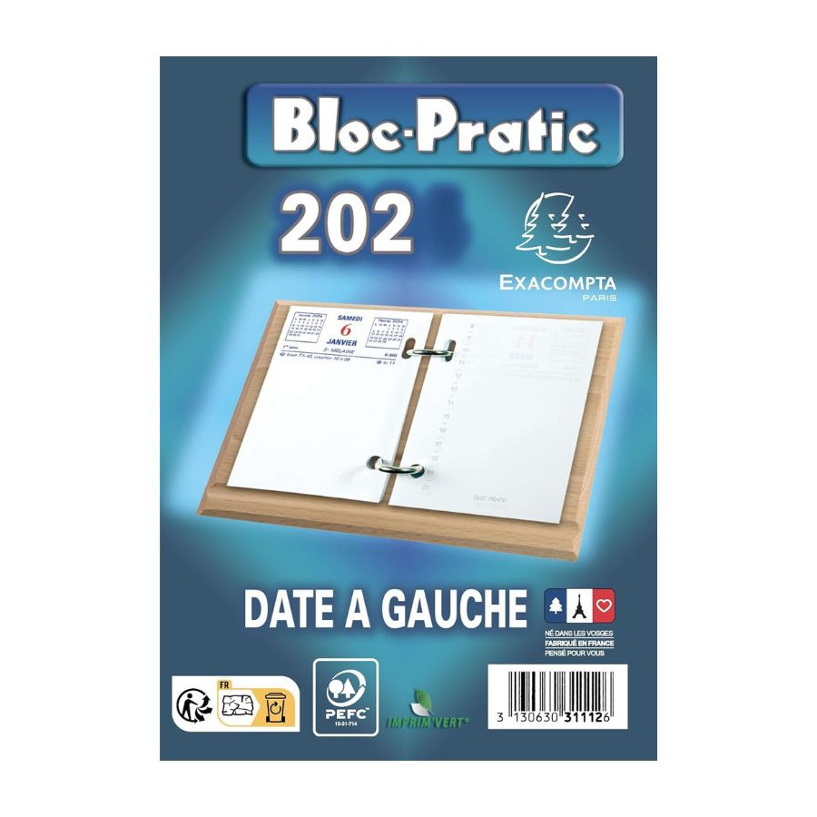 BLOC ÉPHÉMÉRIDE DATE À GAUCHE OU DROITE - BuroStock Réunion