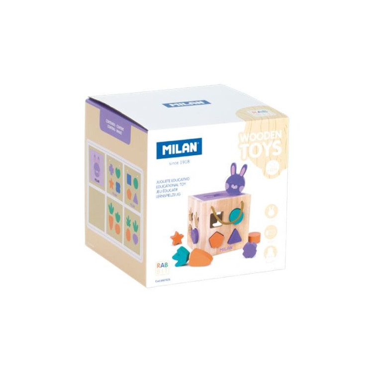 CUBE EN BOIS LAPIN EDUCATIF - 17 PCES