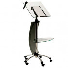 PUPITRE CONFERENC VERRE TREMPE ET CHROME
