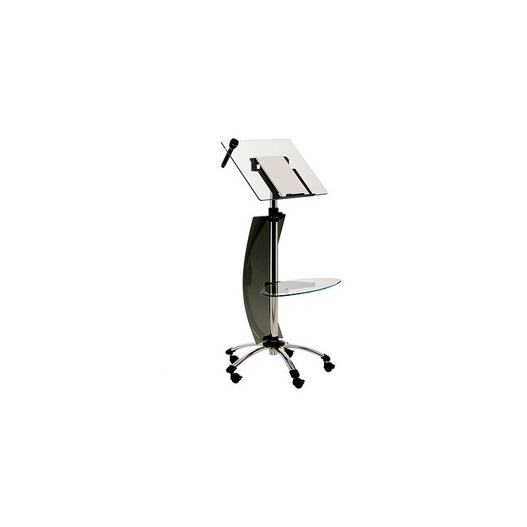 PUPITRE CONFERENC VERRE TREMPE ET CHROME