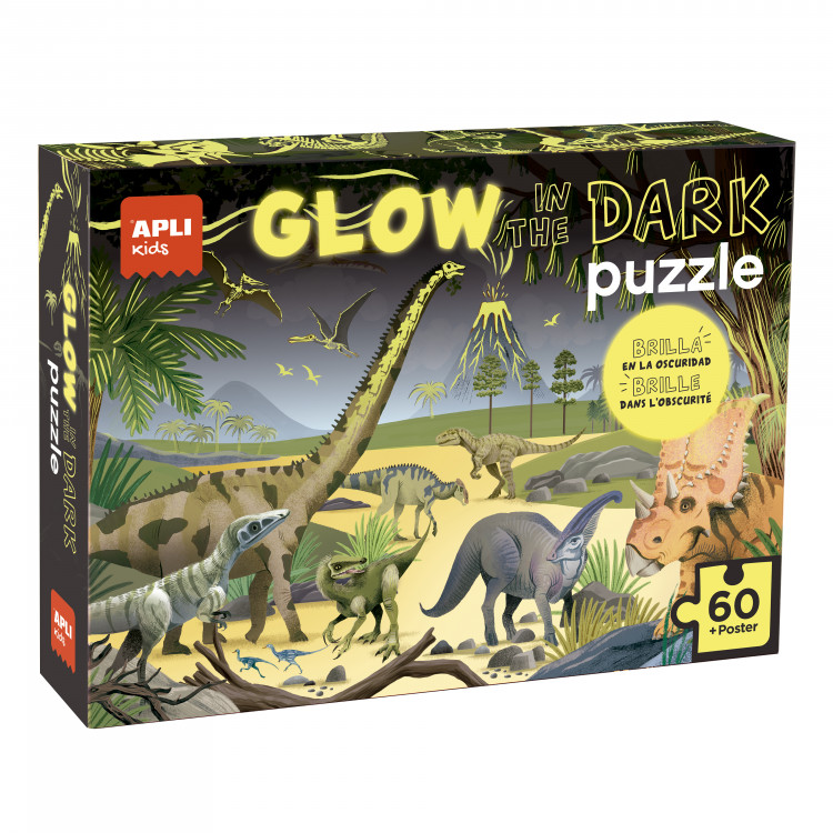 PUZZLE GLOW IN THE DARK DINOSAURES 60U 280X60X210 MM