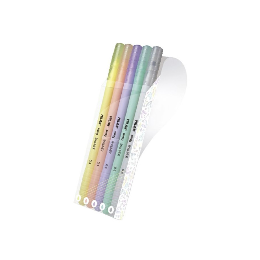 Set 5 Pennarelli Fineliner Sway Pastel MILAN | Punta 0,4 Mm In Astuccio Espositore | Colori Tenui