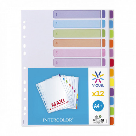 Maxi intercalaires 12 onglets Intercolor