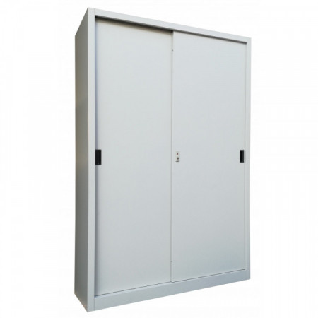 ARMOIRE MÉTALLIQUE À PORTES COULISSANTES L120 X P45 X H200 CM GRIS