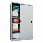 ARMOIRE MÉTALLIQUE À PORTES COULISSANTES L120 X P45 X H200 CM GRIS