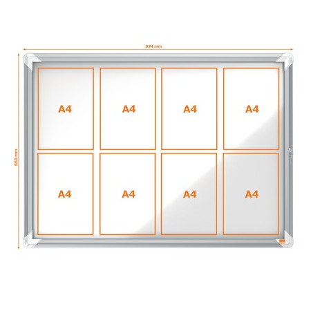 VITRINE EXTERIEUR ALU 8 Feuilles A4 FOND MAGNETIQUE 924X668