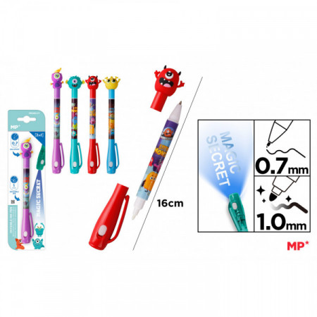 STYLO MAGIC SECRET 2EN1 PTE 0,7MM MONSTER