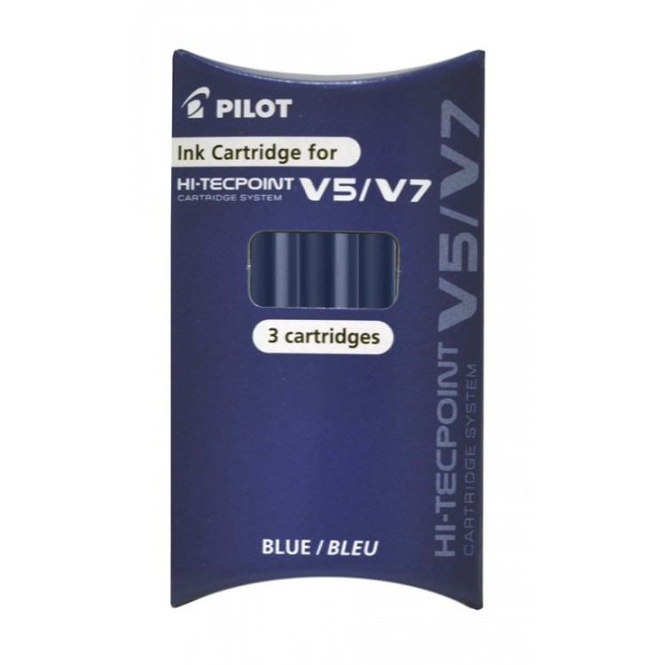 RECHARGE STYLO - ROLLER ENCRE LIQUIDE - HI-TECPOINT V5/V7 - 0,7mm - EPAISSEUR DE TRAIT - BLEU