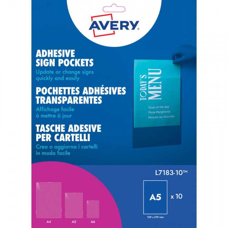 paquet 10 pochettes Adhesives en A5