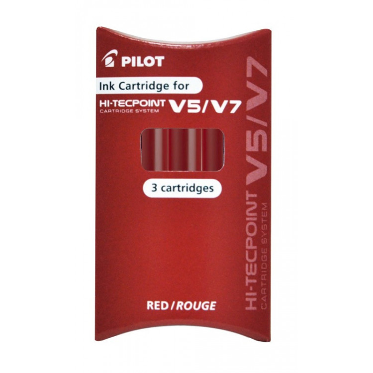 RECHARGE STYLO - ROLLER ENCRE LIQUIDE - HI-TECPOINT V5/V7 - 0,7mm - EPAISSEUR DE TRAIT - ROUGE