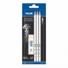 Blister 3 crayons blanc + 1 gomme MILAN 4824