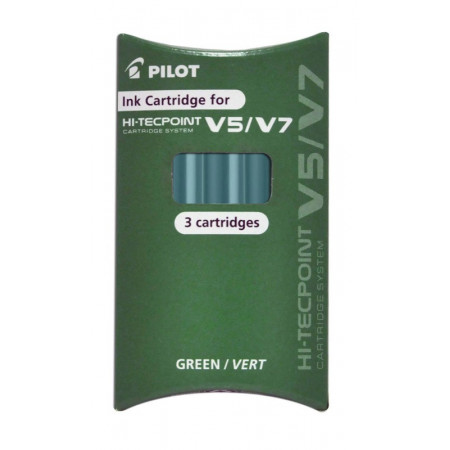 RECHARGE STYLO - ROLLER ENCRE LIQUIDE - HI-TECPOINT V5/V7 - 0,7mm - EPAISSEUR DE TRAIT - VERT