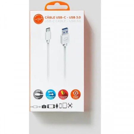 CÂBLE USB-C - USB 3.0 BLANC 1M