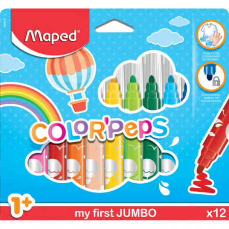 FEUTRES COLOR'PEPS JUMBO X12 BOITE CARTON