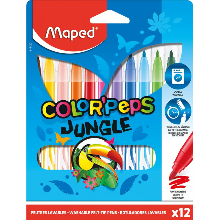 FEUTRES COLOR'PEPS JUNGLE X12 BOITE CARTON