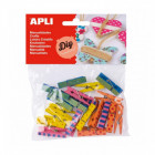 Sachet 20 mini pince bois 35x7mm decor ass