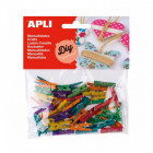 Sachet 45 mini pince bois 25x3mm coul ass