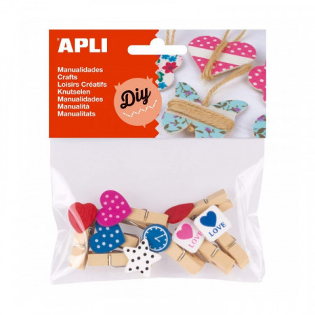 Sachet mini pinces en bois formes 8u